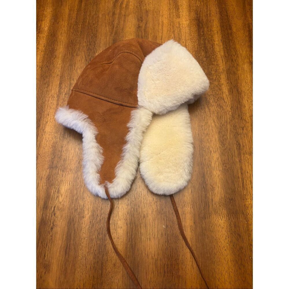 Zavelio Shearling Sheepskin fur winter aviator hat